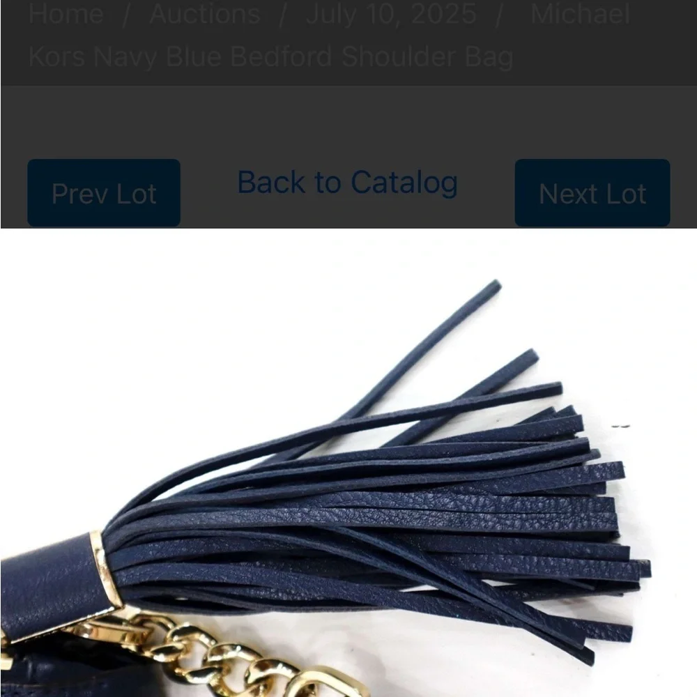 Michael Kors Blue Leather Shoulder Bag with Curved Design